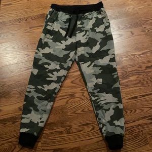 Garage green camo joggers.